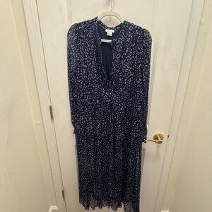 Shoshanna Ama Cheetah Leopard Animal Floral Print Blue Ink Multi Dress